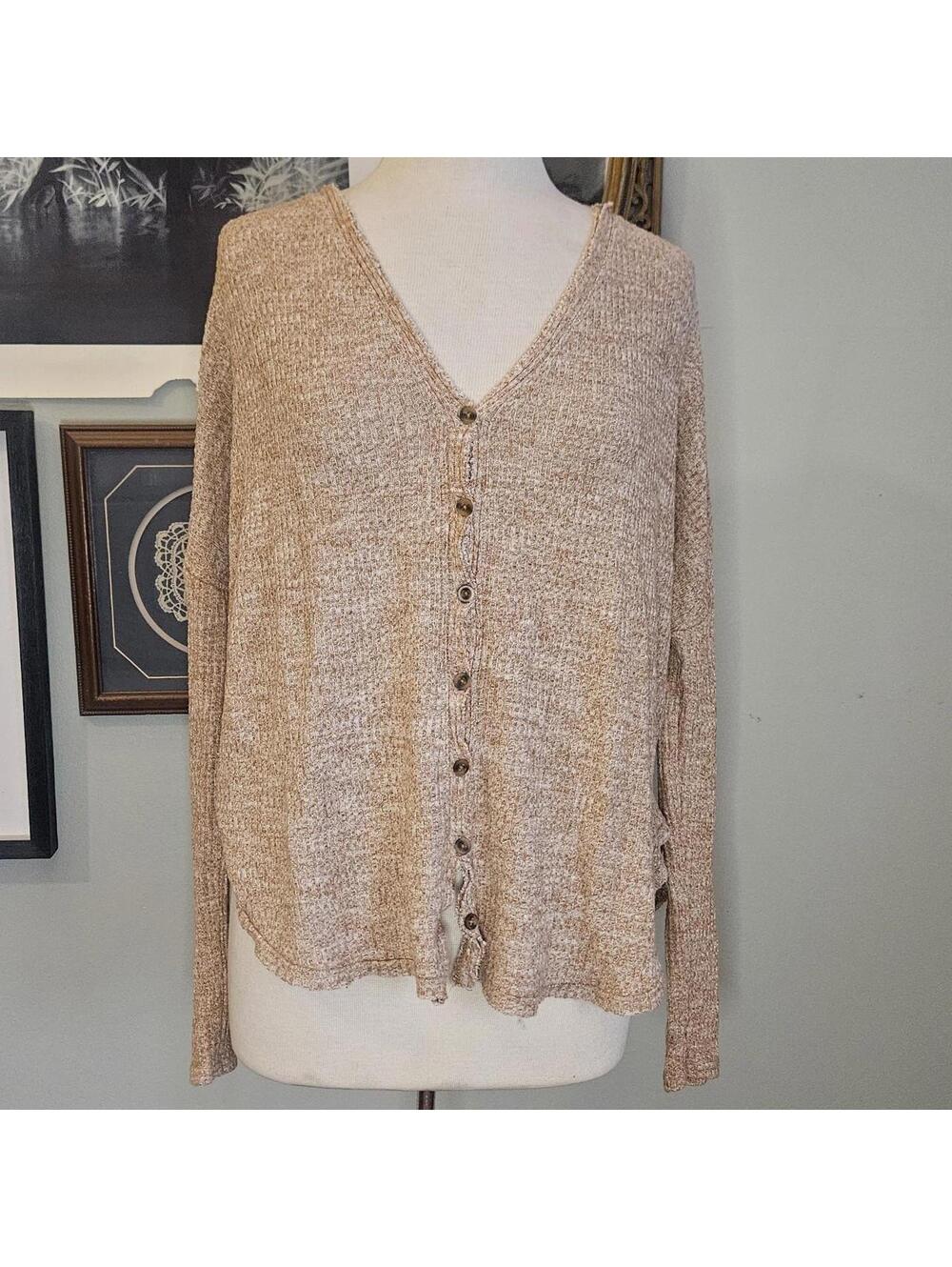 Heathered Tan Urban Outfitters button up oversized shirt